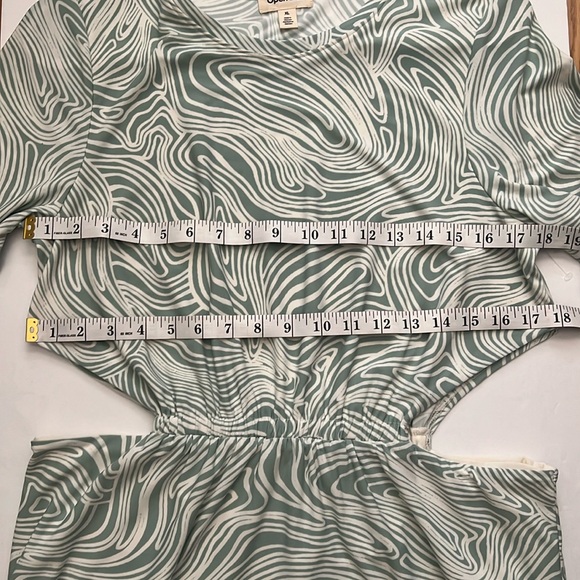 Open Edit - Light Green/White Long Sleeve Midi XL Dress - Picture 8 of 12